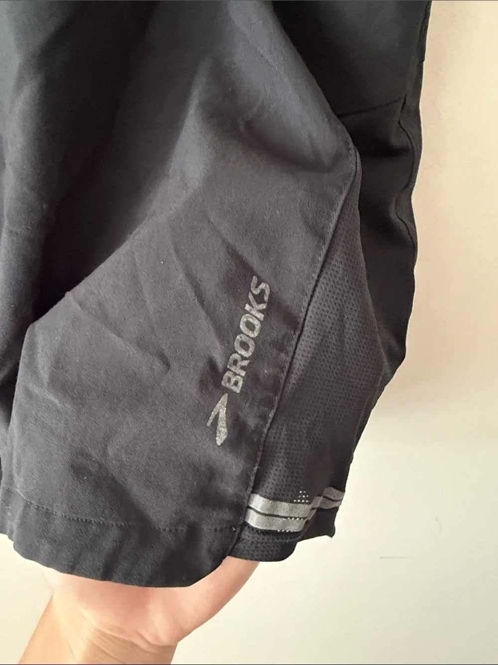 Brooks Men’s Black Athletic Running Shorts with Reflective Trim